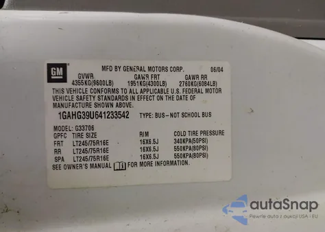 2004 Chevrolet Express из США, поврежденный, VIN 1GAHG39U641233542